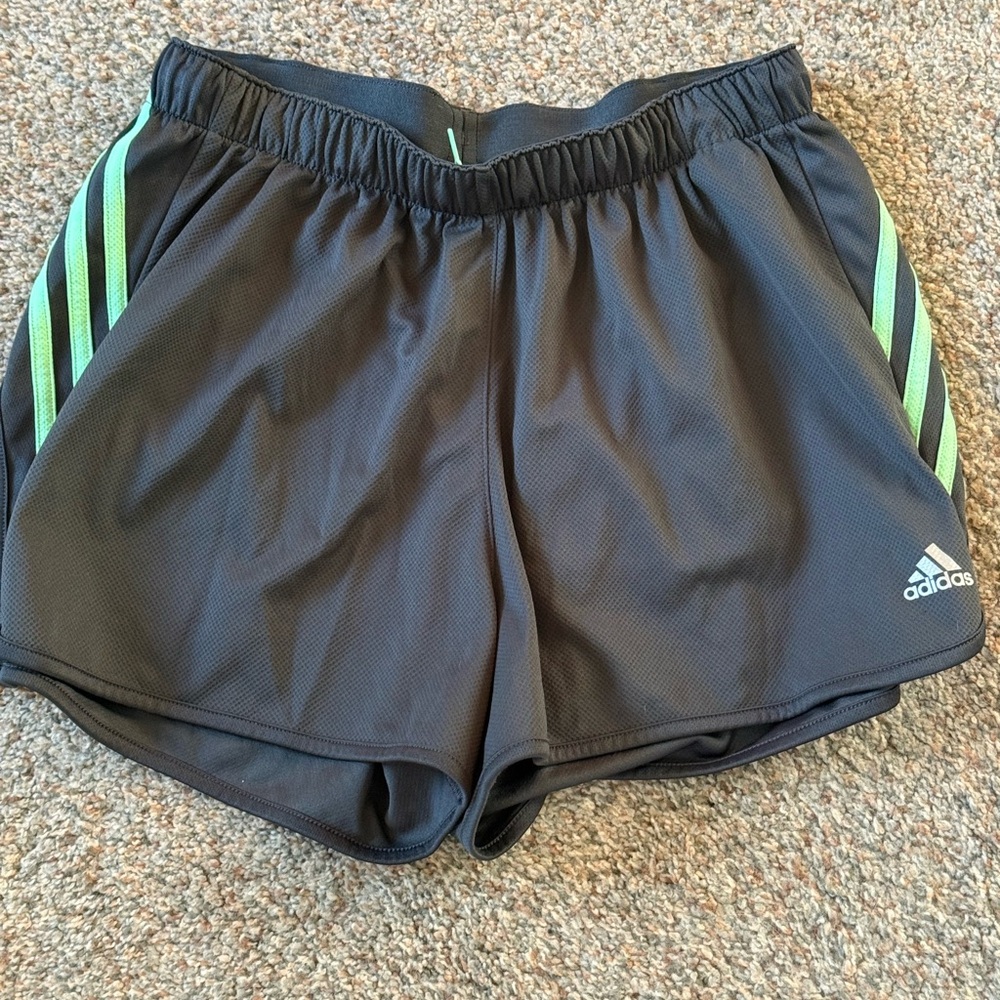 adidas Women's Gray Athletic Shorts with Mint Accent